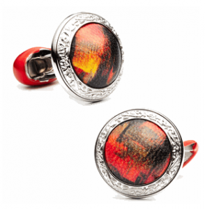 Robert Graham Dusk Print Leather Dome Cufflinks 