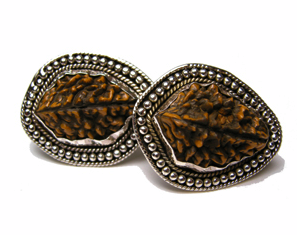 Rudraksha Seed and Sterling Silver Cufflinks