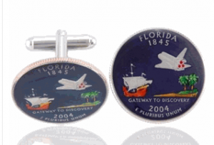 Florida Quarter Hand Painted Coin Cufflinks