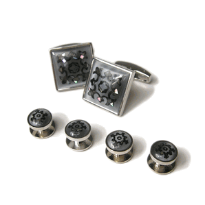 Grey Victorian Flower Cufflinks