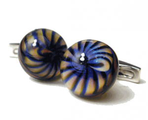 Blue Mussel Handmade Lampwork Glass Cufflinks