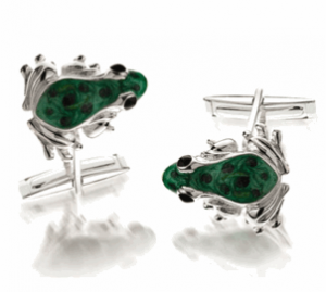 Hand painted frog cufflinks