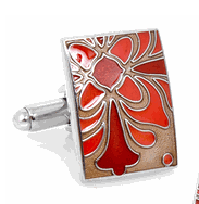 Enamel Art Deco Flower Cufflinks