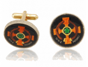 English Pound Cross in Circle Coin Cufflinks