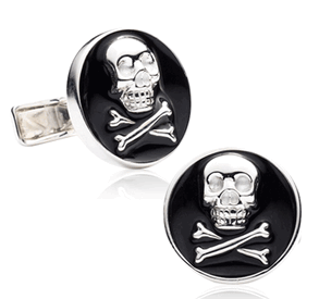 Enamel Skull and Crossbones Cufflinks