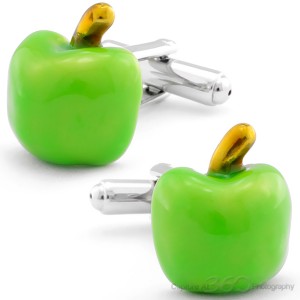 Green Apple Cufflinks. Think in terms of fruit...